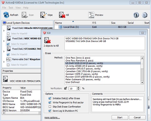 Active@ KillDisk. Erasing Data from Hard Disk