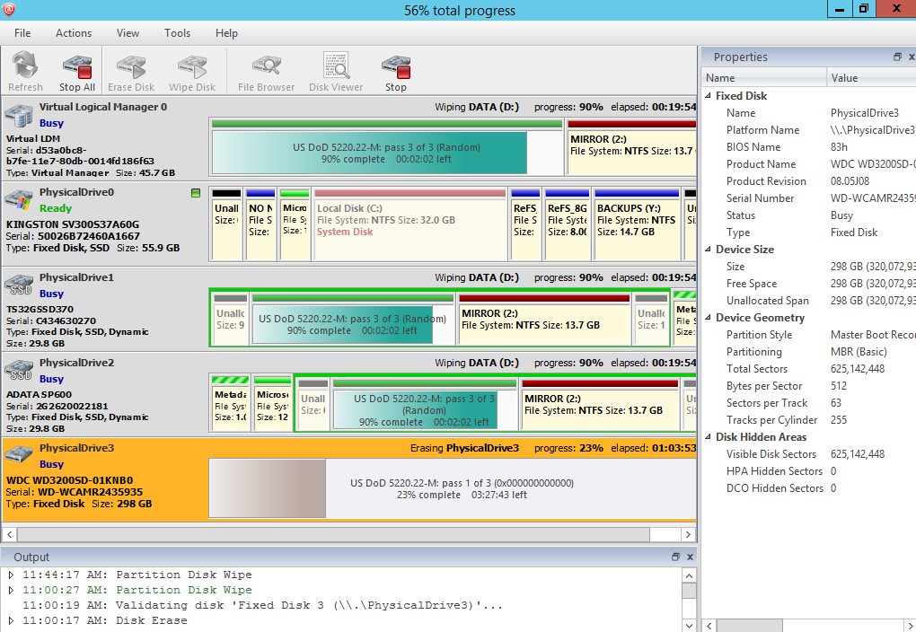 Parallel Disk Erasing is in Progress