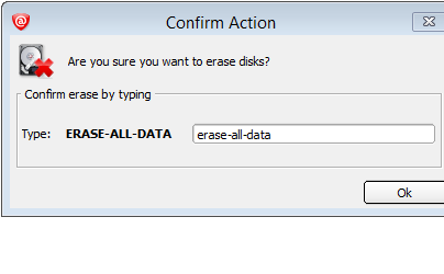 Input ERASE-ALL-DATA into the confirmation box