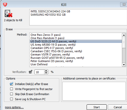 KillDisk methods erasing