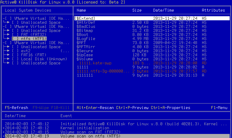 Active@ KillDisk Console. Files Preview